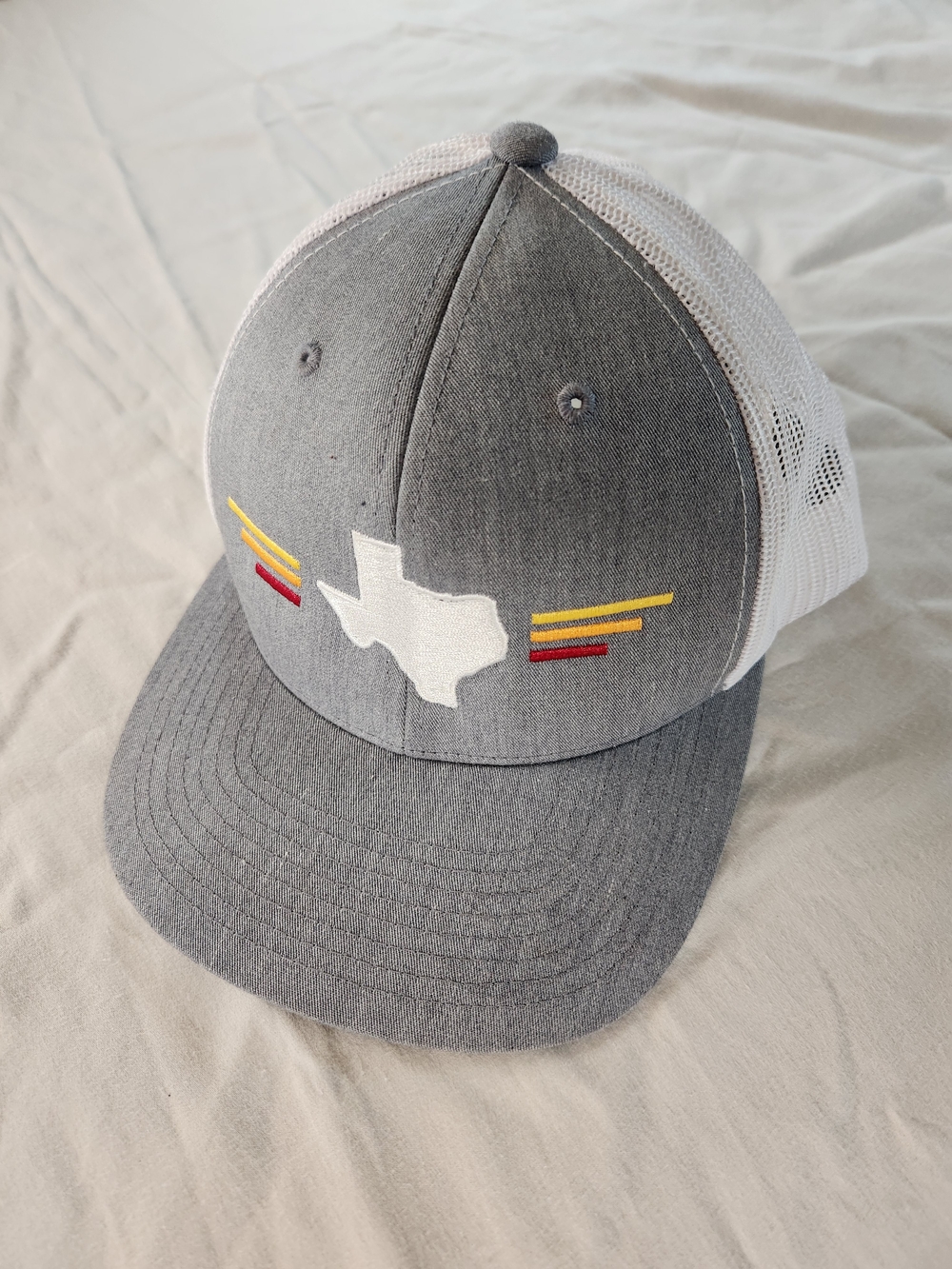 Texas Patch Gray/White Trucker Hat Adjustable Mesh Back  Snapback